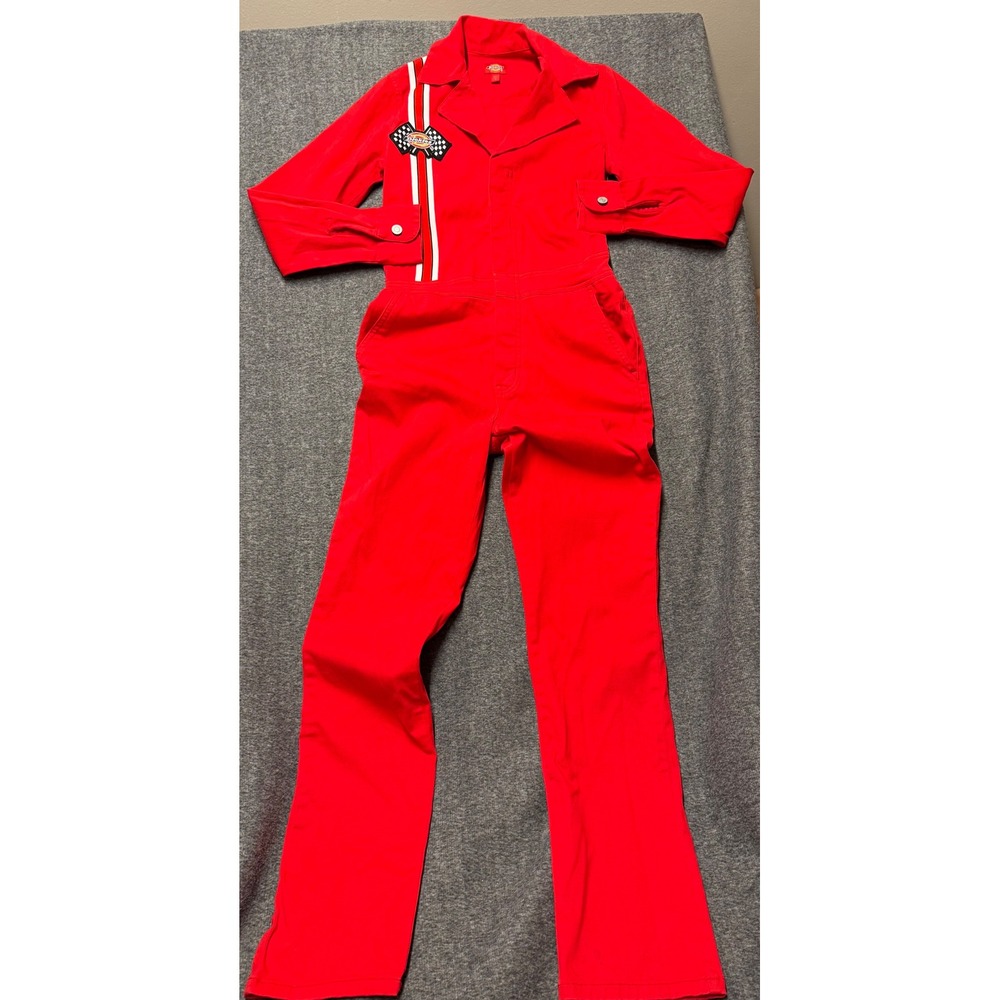Dickies Racing Red Long Sleeve Coverall Jumpsuit Mens Small Patch Graphic NWT